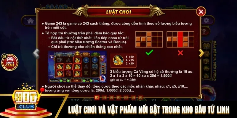 Luật chơi và vật phẩm nổi bật trong Kho Báu Tứ Linh Hitclub Luật chơi và vật phẩm nổi bật trong Kho Báu Tứ Linh Hitclub